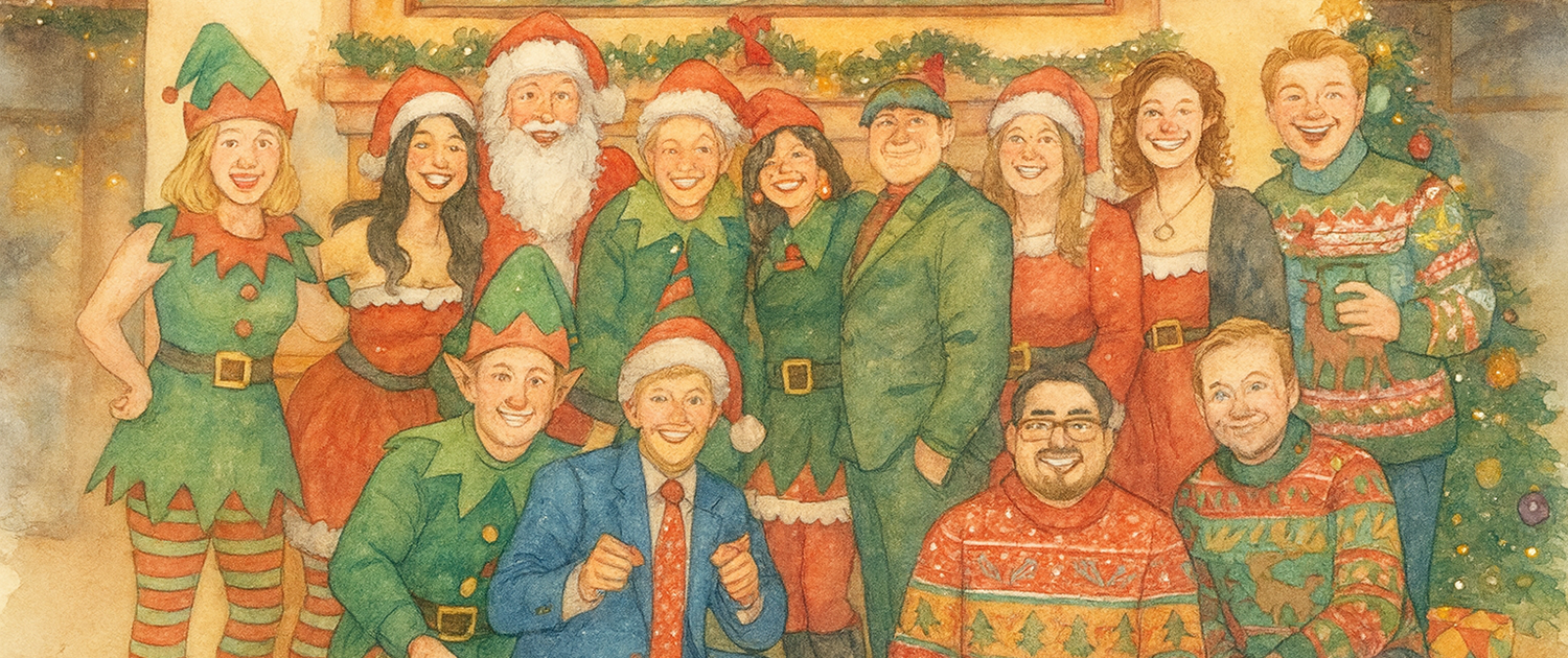 Festive Christmas Gathering by the Fireplace